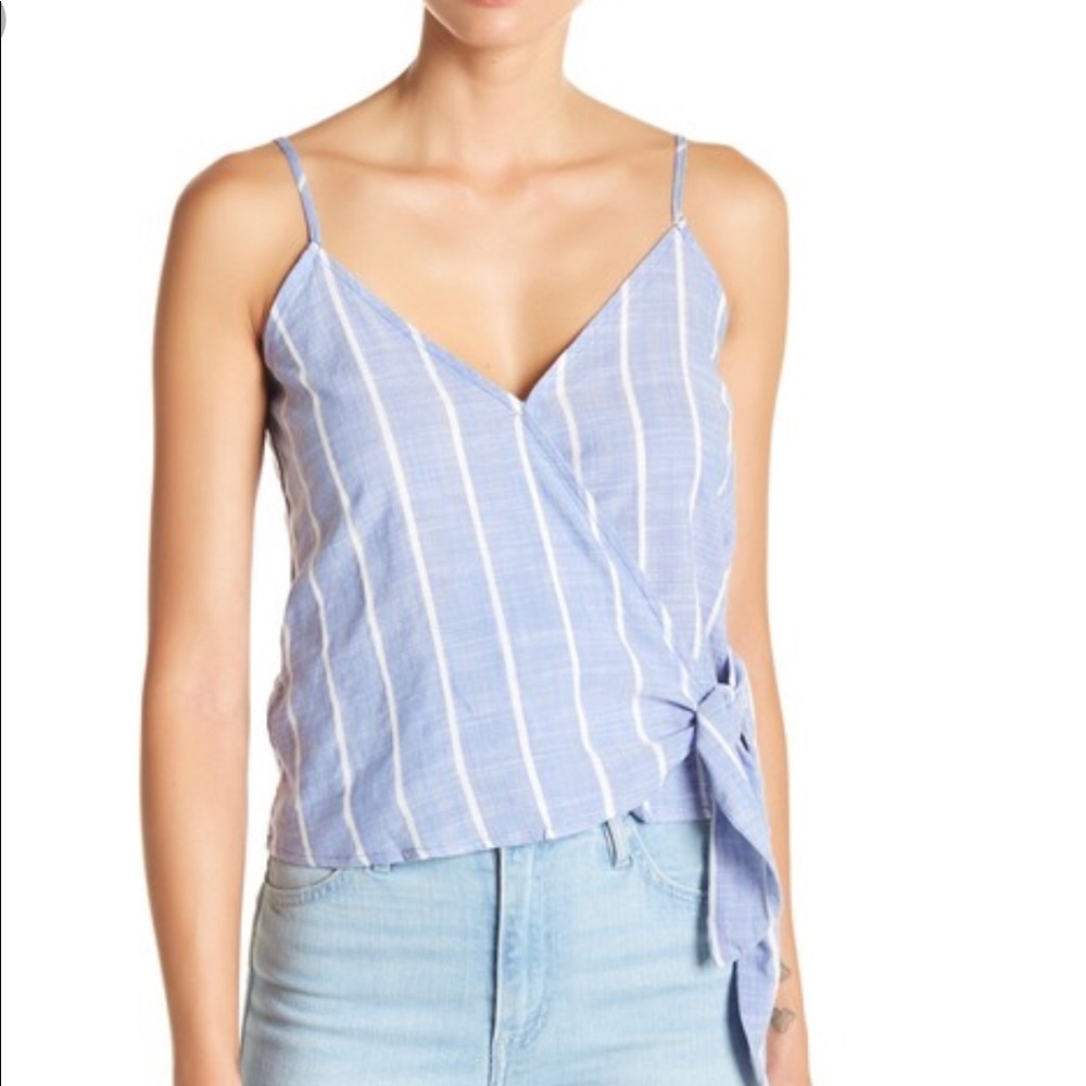 Blue White Stripe Wrap Cami Top